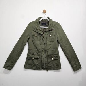 BNCI by Blanc Noir Olive Green Zip‎ Up Utility Army Jacket S